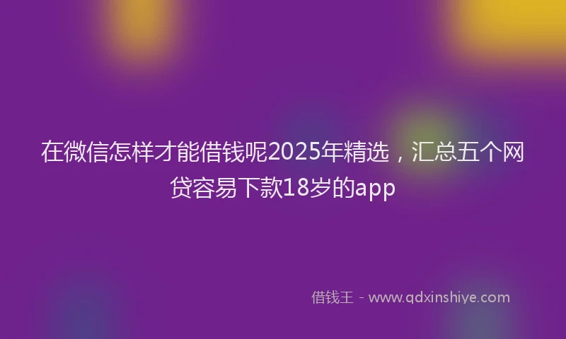在微信怎样才能借钱呢2025年精选，汇总五个网贷容易下款18岁的app
