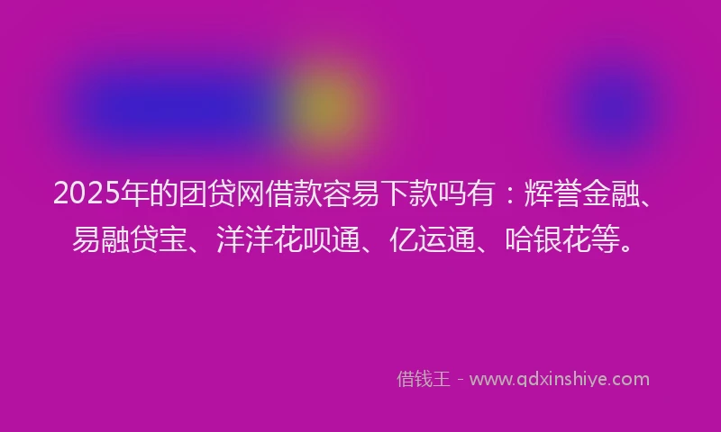 2025年的团贷网借款容易下款吗有：辉誉金融、易融贷宝、洋洋花呗通、亿运通、哈银花等。
