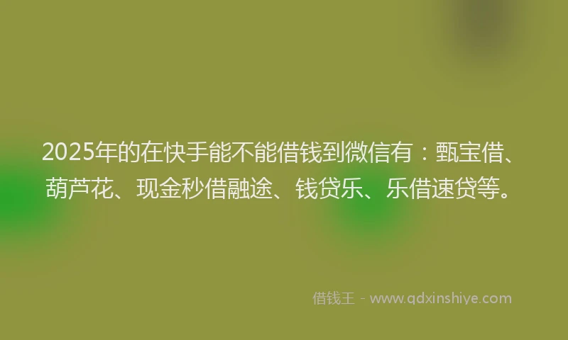 2025年的在快手能不能借钱到微信有：甄宝借、葫芦花、现金秒借融途、钱贷乐、乐借速贷等。
