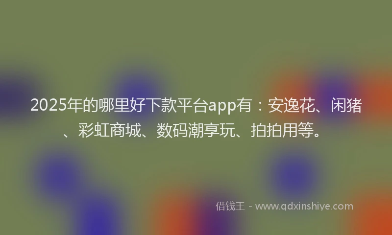 2025年的哪里好下款平台app有：安逸花、闲猪、彩虹商城、数码潮享玩、拍拍用等。