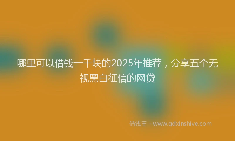 哪里可以借钱一千块的2025年推荐，分享五个无视黑白征信的网贷