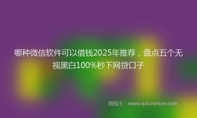 哪种微信软件可以借钱2025年推荐，盘点五个无视黑白100%秒下网贷口子