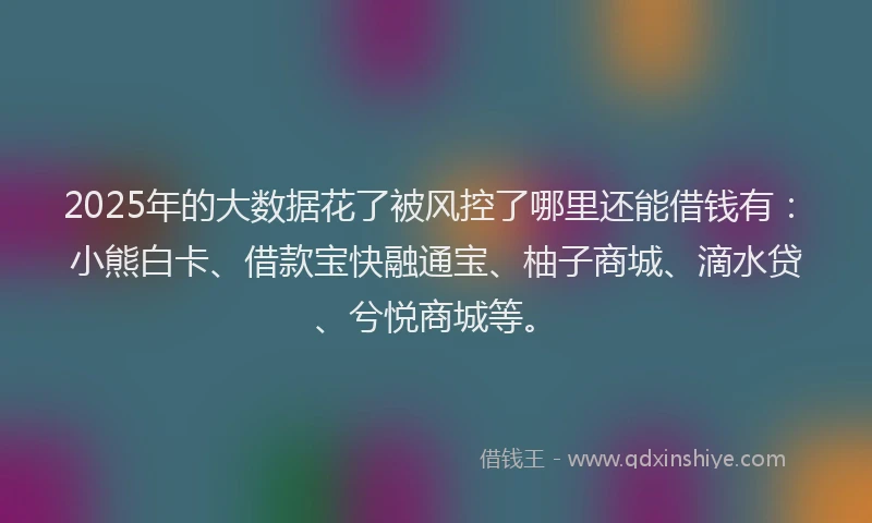 2025年的大数据花了被风控了哪里还能借钱有：小熊白卡、借款宝快融通宝、柚子商城、滴水贷、兮悦商城等。