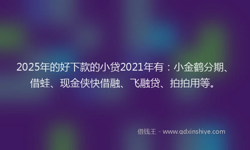 2025年的好下款的小贷2021年有：小金鹤分期、借蛙、现金侠快借融、飞融贷、拍拍用等。