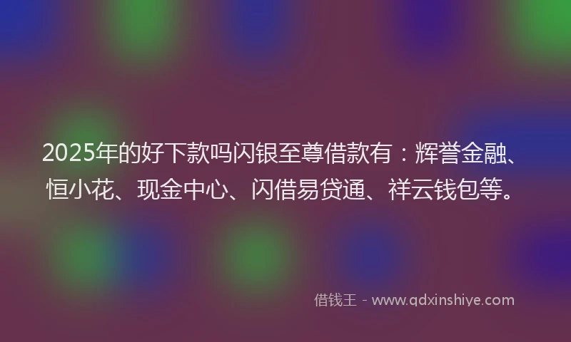 2025年的好下款吗闪银至尊借款有：辉誉金融、恒小花、现金中心、闪借易贷通、祥云钱包等。