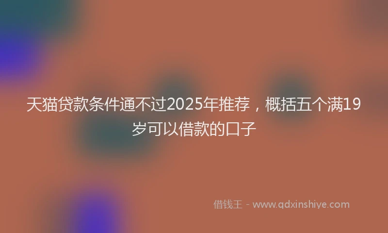 天猫贷款条件通不过2025年推荐，概括五个满19岁可以借款的口子