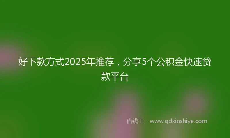 好下款方式2025年推荐，分享5个公积金快速贷款平台