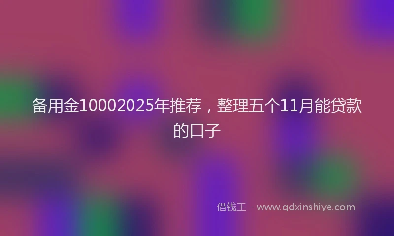 备用金10002025年推荐，整理五个11月能贷款的口子