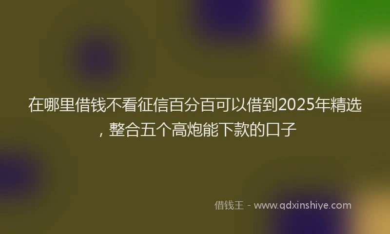 在哪里借钱不看征信百分百可以借到2025年精选，整合五个高炮能下款的口子