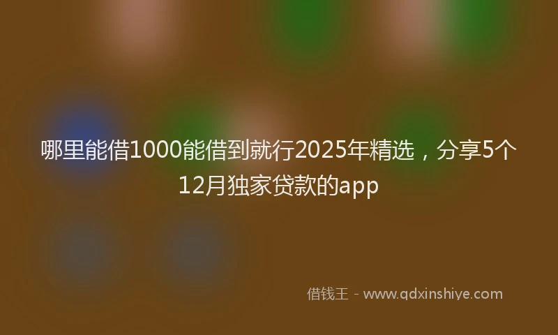 哪里能借1000能借到就行2025年精选，分享5个12月独家贷款的app