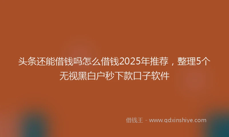 头条还能借钱吗怎么借钱2025年推荐，整理5个无视黑白户秒下款口子软件