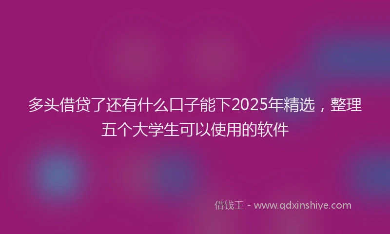 多头借贷了还有什么口子能下2025年精选，整理五个大学生可以使用的软件