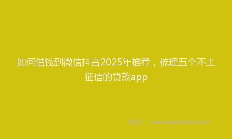 如何借钱到微信抖音2025年推荐，梳理五个不上征信的贷款app