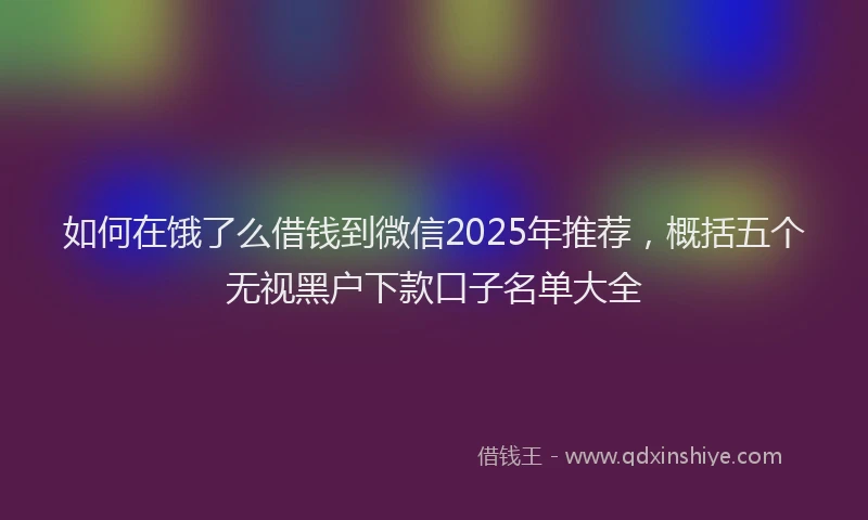 如何在饿了么借钱到微信2025年推荐，概括五个无视黑户下款口子名单大全