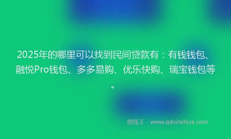 2025年的哪里可以找到民间贷款有：有钱钱包、融悦Pro钱包、多多易购、优乐快购、瑞宝钱包等。