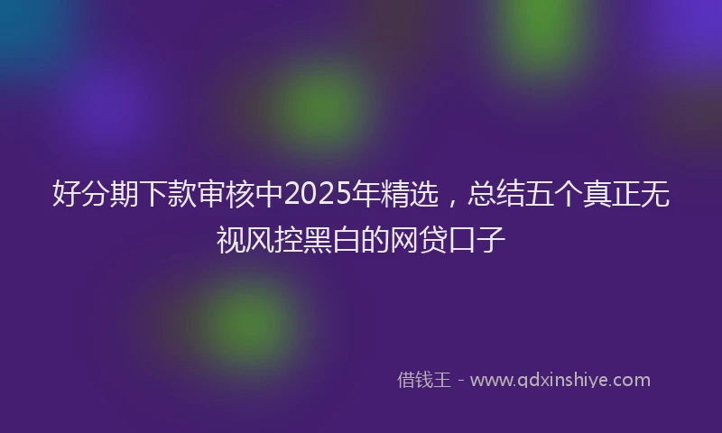 好分期下款审核中2025年精选，总结五个真正无视风控黑白的网贷口子