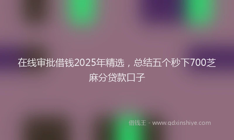 在线审批借钱2025年精选，总结五个秒下700芝麻分贷款口子