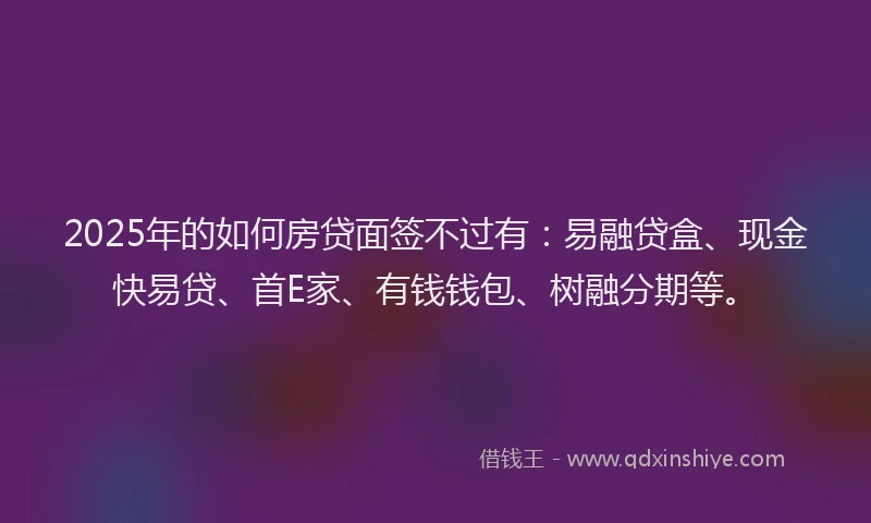 2025年的如何房贷面签不过有：易融贷盒、现金快易贷、首E家、有钱钱包、树融分期等。