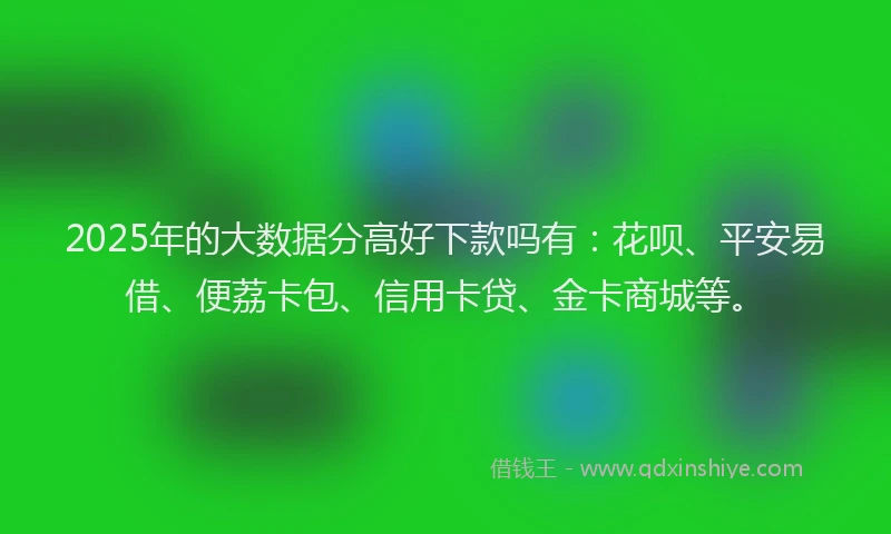2025年的大数据分高好下款吗有：花呗、平安易借、便荔卡包、信用卡贷、金卡商城等。