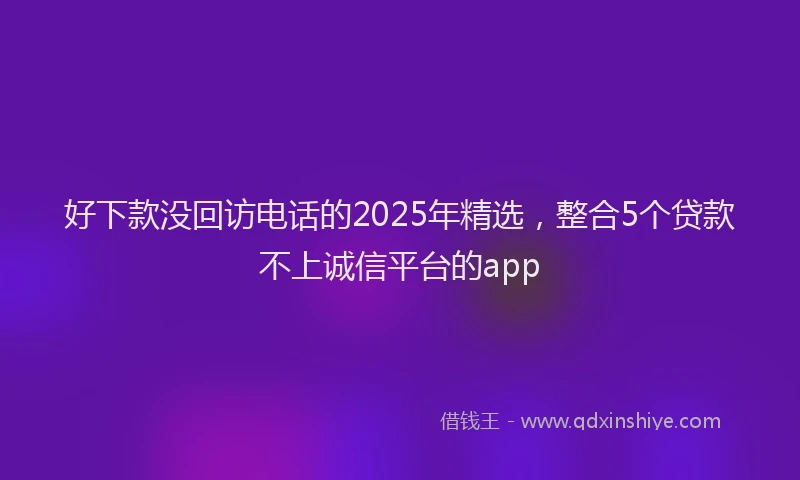 好下款没回访电话的2025年精选，整合5个贷款不上诚信平台的app
