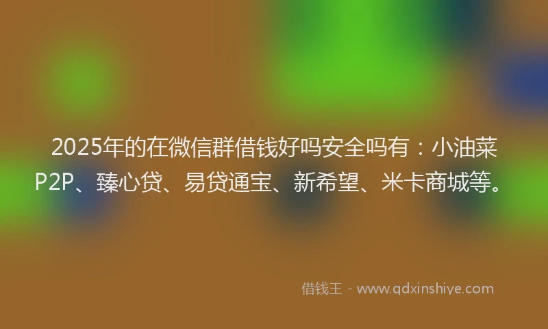 2025年的在微信群借钱好吗安全吗有：小油菜P2P、臻心贷、易贷通宝、新希望、米卡商城等。
