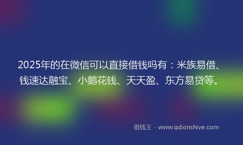 2025年的在微信可以直接借钱吗有：米族易借、钱速达融宝、小鹅花钱、天天盈、东方易贷等。