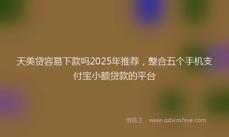 天美贷容易下款吗2025年推荐，整合五个手机支付宝小额贷款的平台
