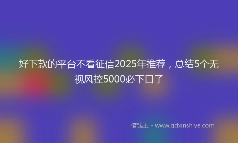 好下款的平台不看征信2025年推荐，总结5个无视风控5000必下口子