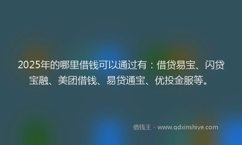 2025年的哪里借钱可以通过有：借贷易宝、闪贷宝融、美团借钱、易贷通宝、优投金服等。
