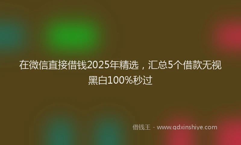 在微信直接借钱2025年精选，汇总5个借款无视黑白100%秒过