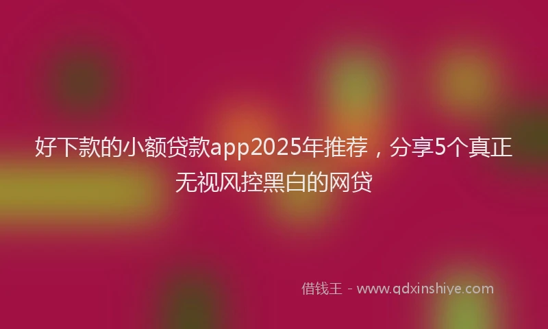 好下款的小额贷款app2025年推荐，分享5个真正无视风控黑白的网贷