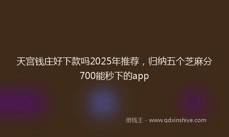天宫钱庄好下款吗2025年推荐，归纳五个芝麻分700能秒下的app