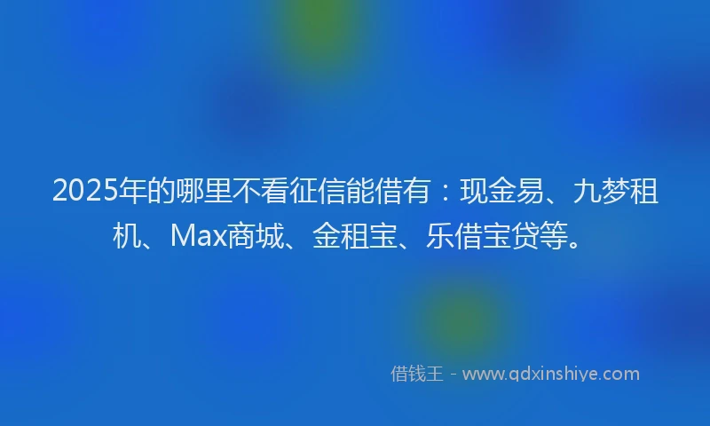 2025年的哪里不看征信能借有：现金易、九梦租机、Max商城、金租宝、乐借宝贷等。