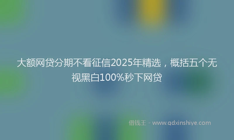 大额网贷分期不看征信2025年精选，概括五个无视黑白100%秒下网贷
