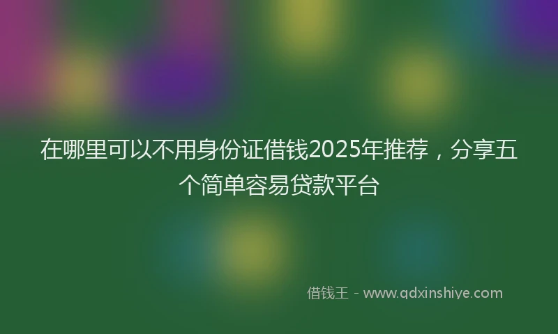 在哪里可以不用身份证借钱2025年推荐，分享五个简单容易贷款平台