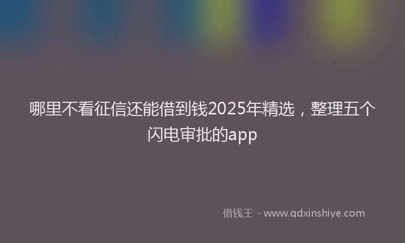 哪里不看征信还能借到钱2025年精选，整理五个闪电审批的app