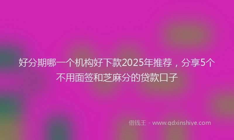 好分期哪一个机构好下款2025年推荐，分享5个不用面签和芝麻分的贷款口子