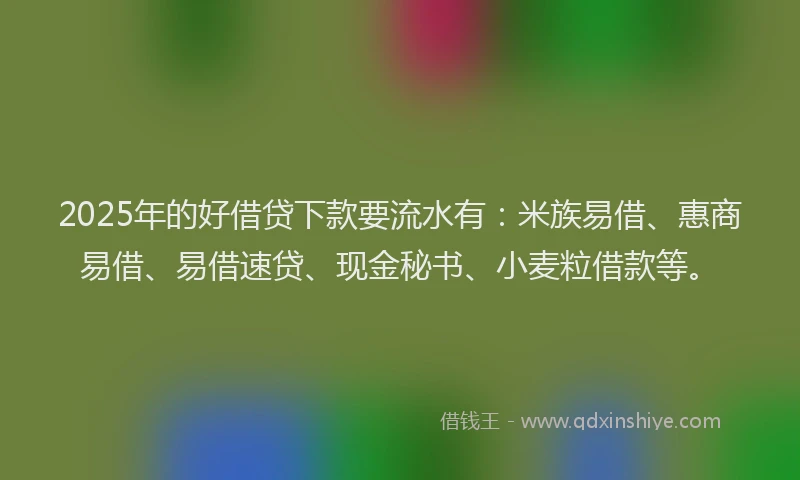 2025年的好借贷下款要流水有：米族易借、惠商易借、易借速贷、现金秘书、小麦粒借款等。