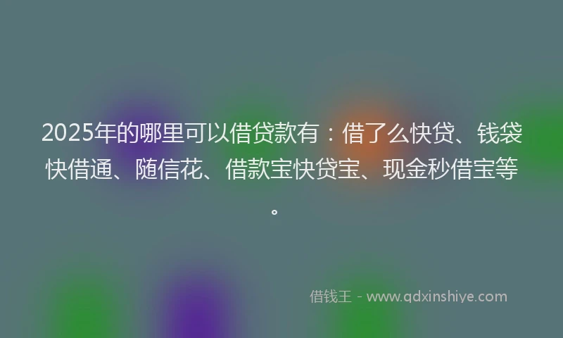 2025年的哪里可以借贷款有：借了么快贷、钱袋快借通、随信花、借款宝快贷宝、现金秒借宝等。