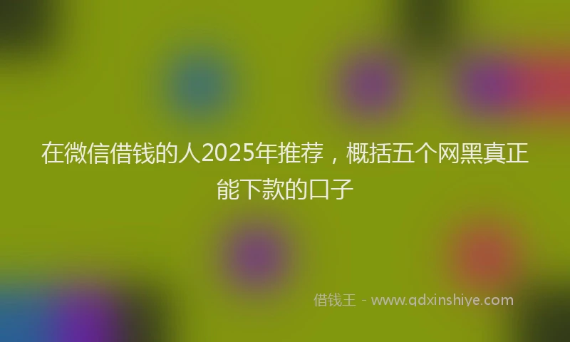 在微信借钱的人2025年推荐，概括五个网黑真正能下款的口子