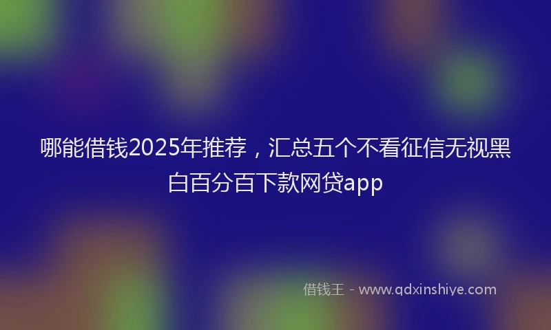 哪能借钱2025年推荐，汇总五个不看征信无视黑白百分百下款网贷app