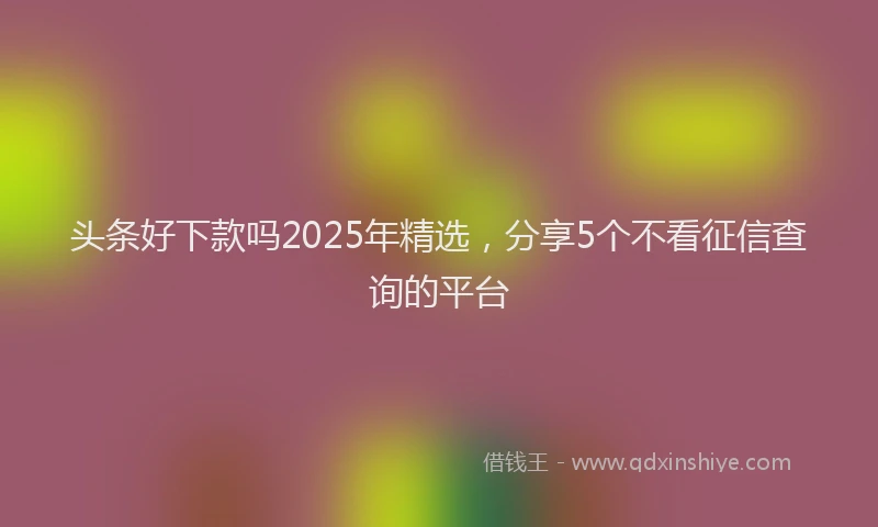 头条好下款吗2025年精选，分享5个不看征信查询的平台