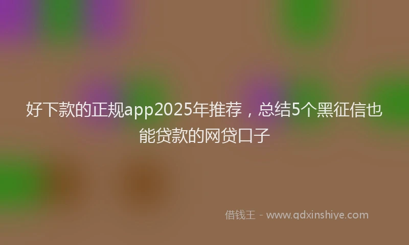 好下款的正规app2025年推荐，总结5个黑征信也能贷款的网贷口子