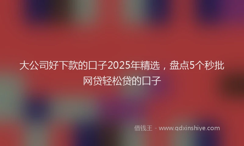 大公司好下款的口子2025年精选，盘点5个秒批网贷轻松贷的口子