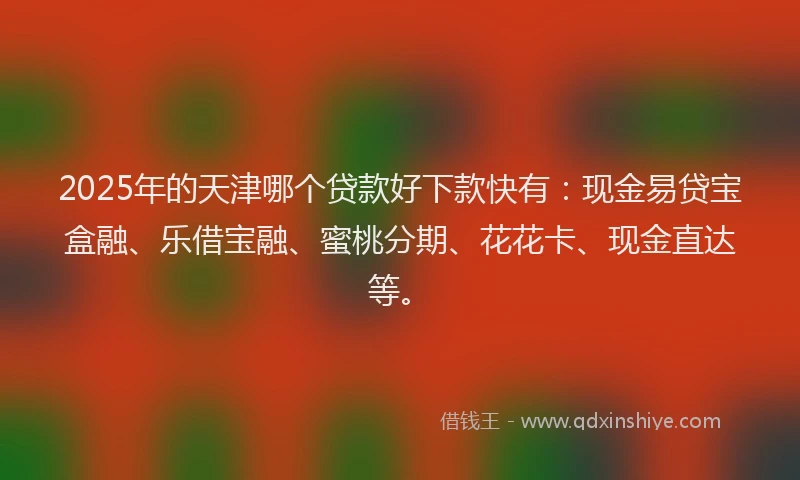 2025年的天津哪个贷款好下款快有：现金易贷宝盒融、乐借宝融、蜜桃分期、花花卡、现金直达等。
