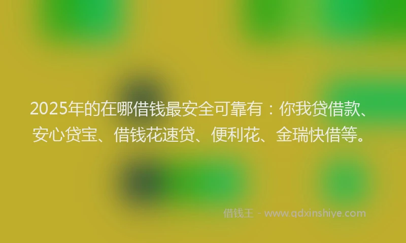 2025年的在哪借钱最安全可靠有：你我贷借款、安心贷宝、借钱花速贷、便利花、金瑞快借等。