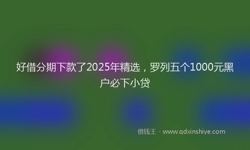 好借分期下款了2025年精选，罗列五个1000元黑户必下小贷