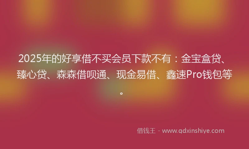 2025年的好享借不买会员下款不有：金宝盒贷、臻心贷、森森借呗通、现金易借、鑫速Pro钱包等。