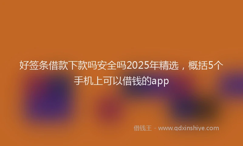 好签条借款下款吗安全吗2025年精选，概括5个手机上可以借钱的app