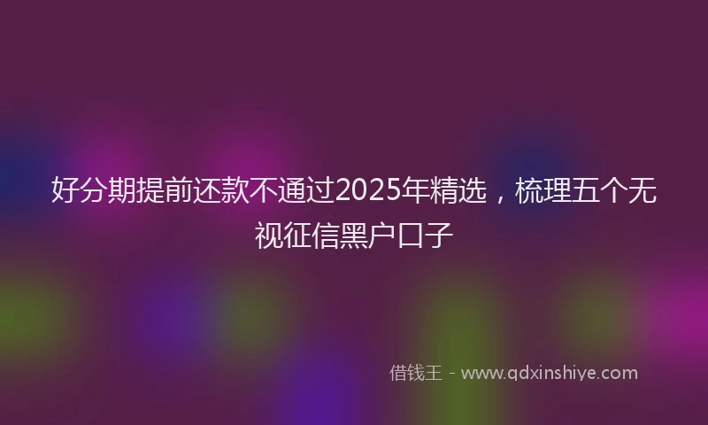 好分期提前还款不通过2025年精选，梳理五个无视征信黑户口子